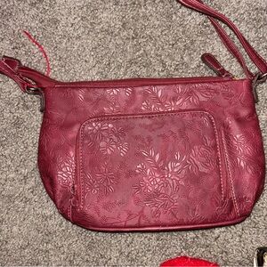 St. John’s Bay Floral Embossed Maroon Crossbody Bag